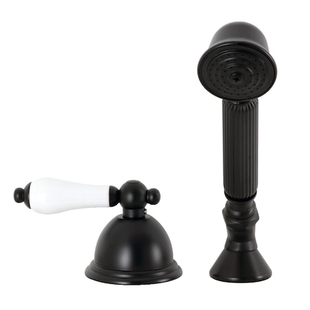 Kingston Brass KSK3350PLTR Deck Mount Hand Shower with Diverter for Roman Tub Faucet, Matte Black KSK3350PLTR